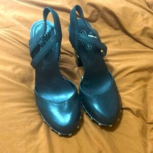 Coach Carleen black leather platform heel size 7.5